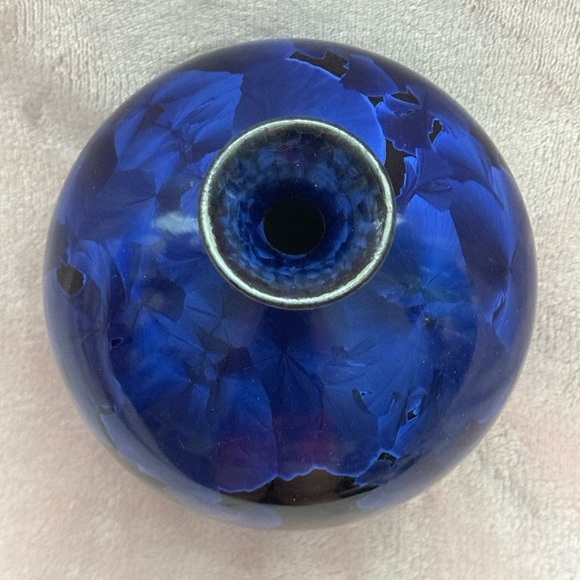 Mary Burton Studio Art Pottery Cobalt Blue Crystalline Vase 9” Artist Signed